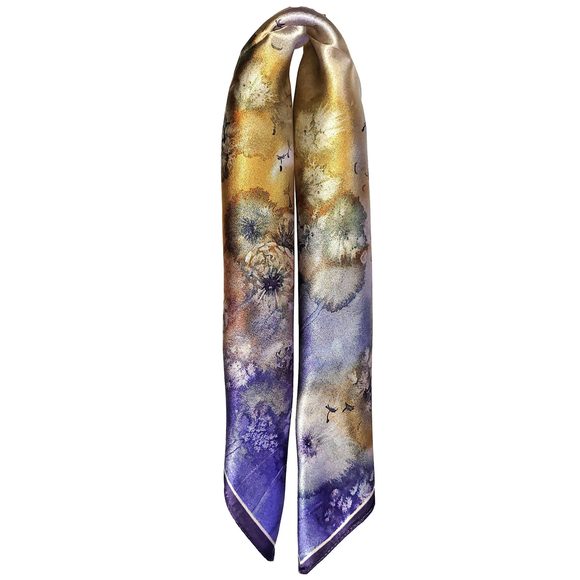 NWT Genuine 100% Mulberry Silk Satin Scarf 21"x21" Small Square Shawl 55011 - Picture 5 of 9